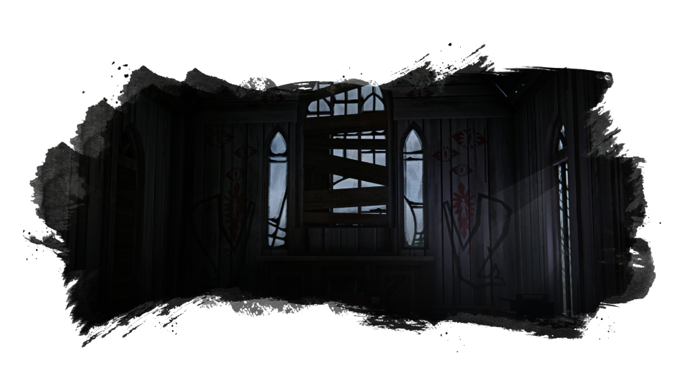 Abandoned wooden church interior